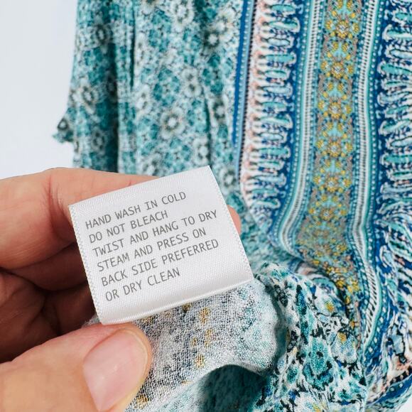 Jones New York Boho Floral Peasant Blouse Blue Multicolor Ruffle Hem Size 2X - Picture 4 of 7